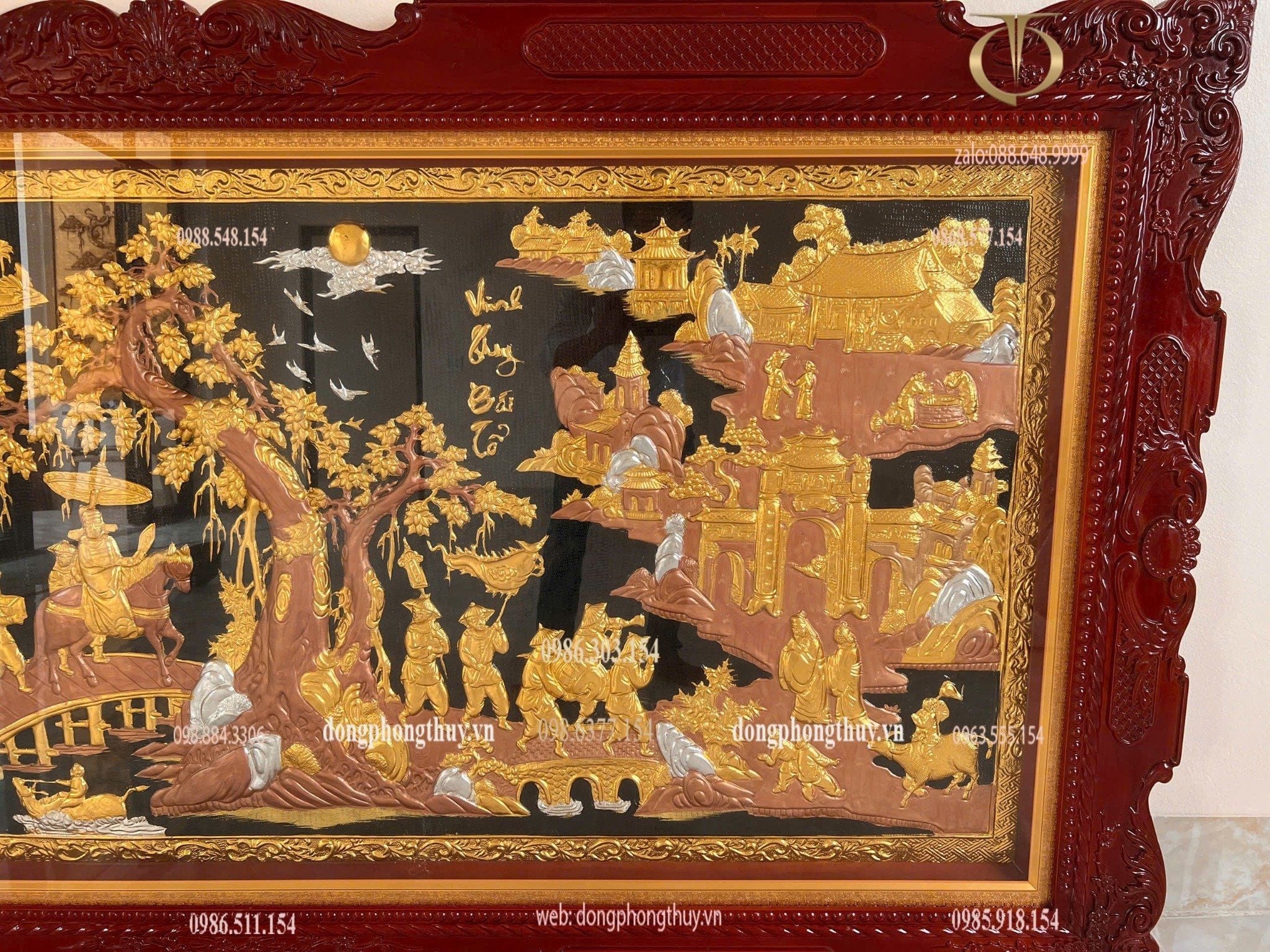 Tranh vinh quy bái tổ dát vàng bạc