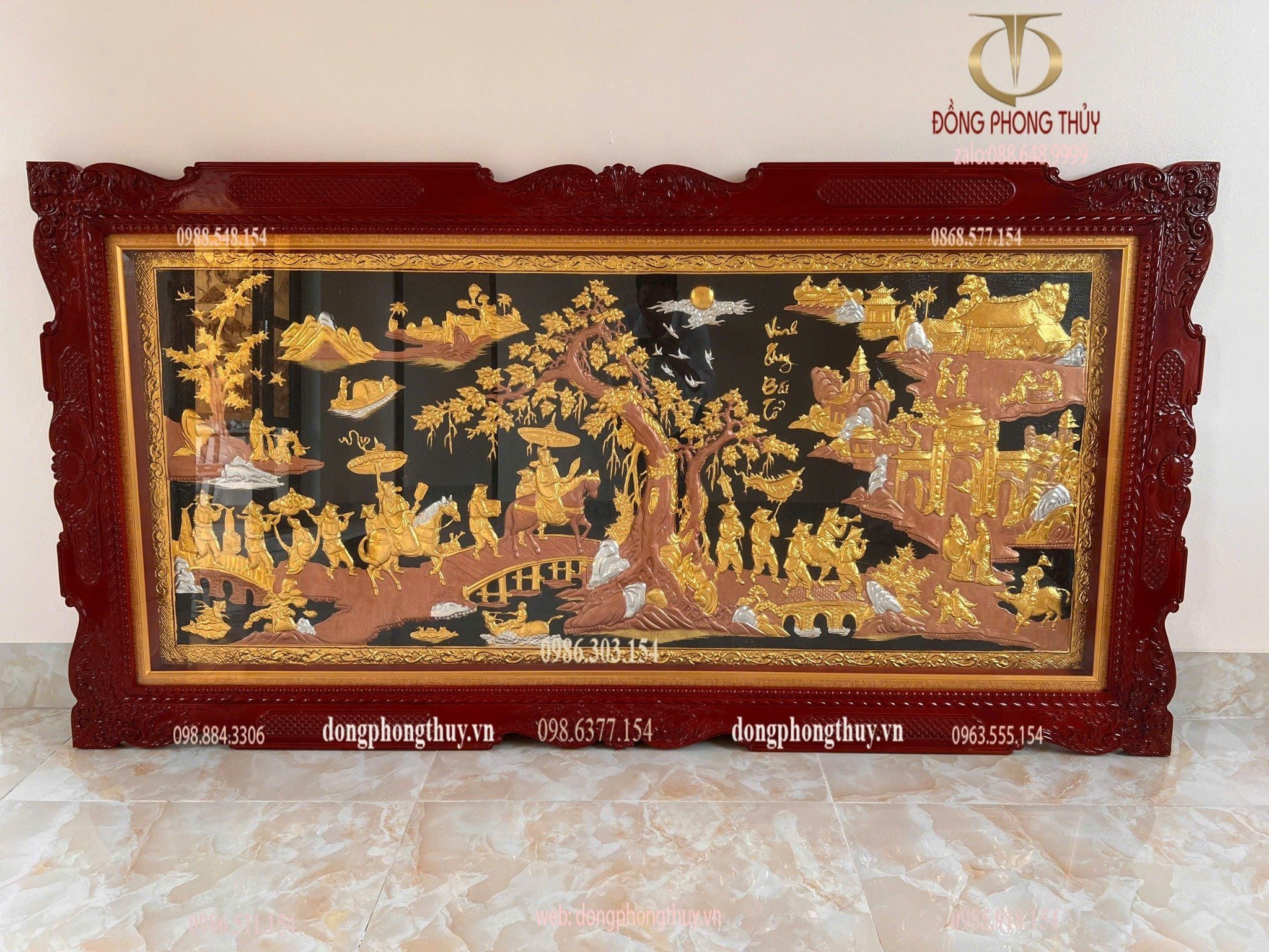 Tranh vinh quy bái tổ dát vàng bạc