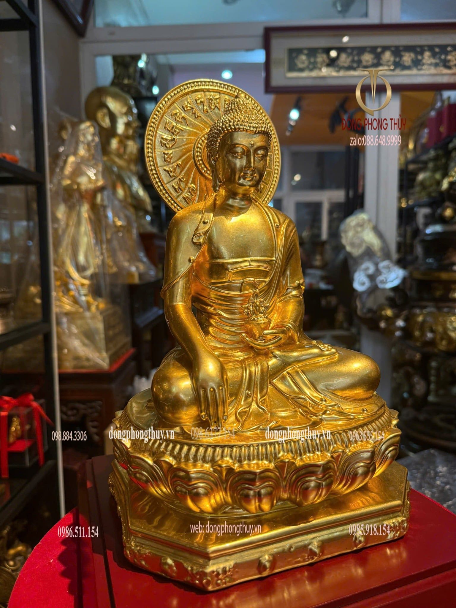 Tượng dược sư bằng đồng dát vàng 24k