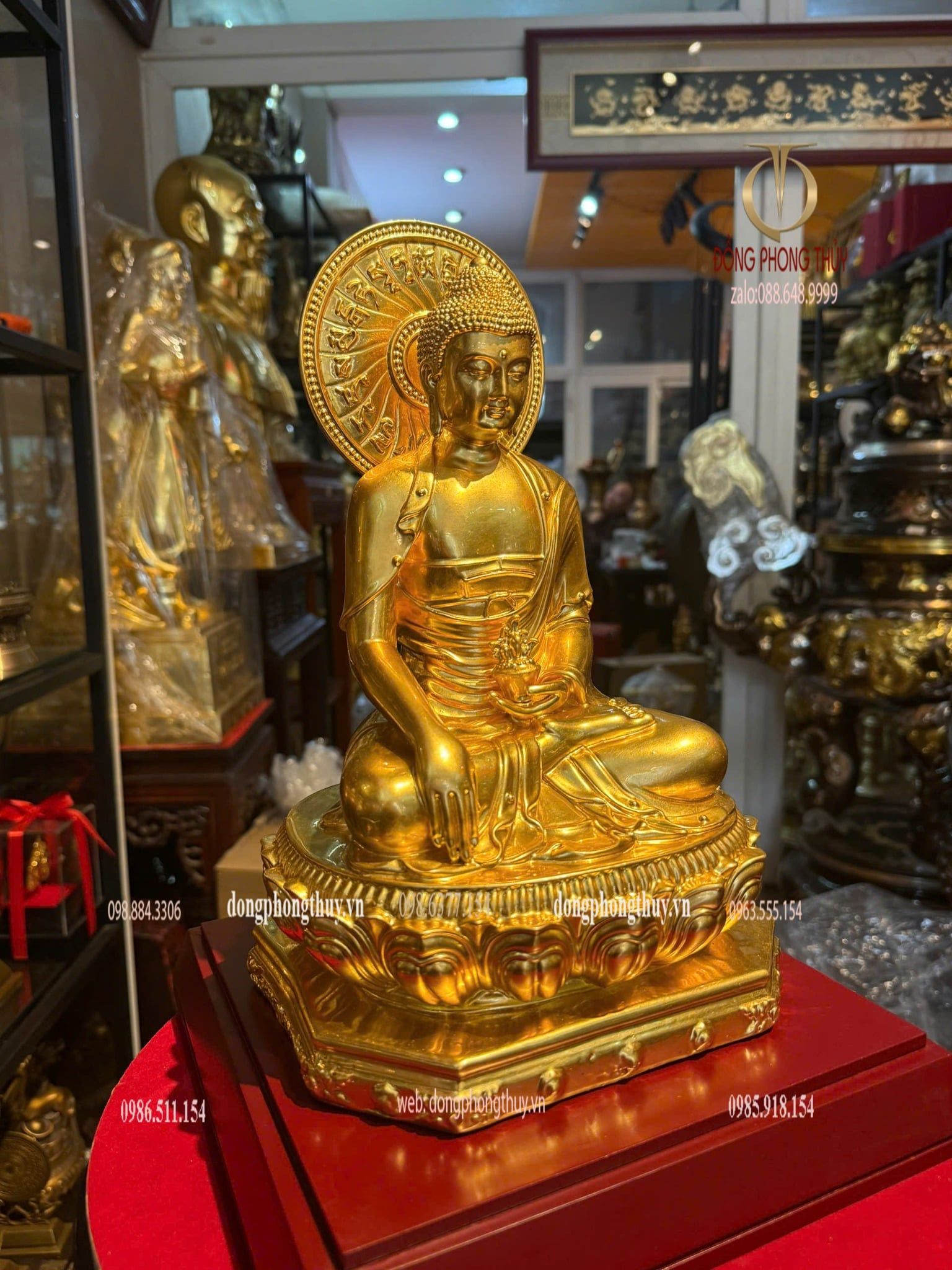 Tượng dược sư bằng đồng dát vàng 24k