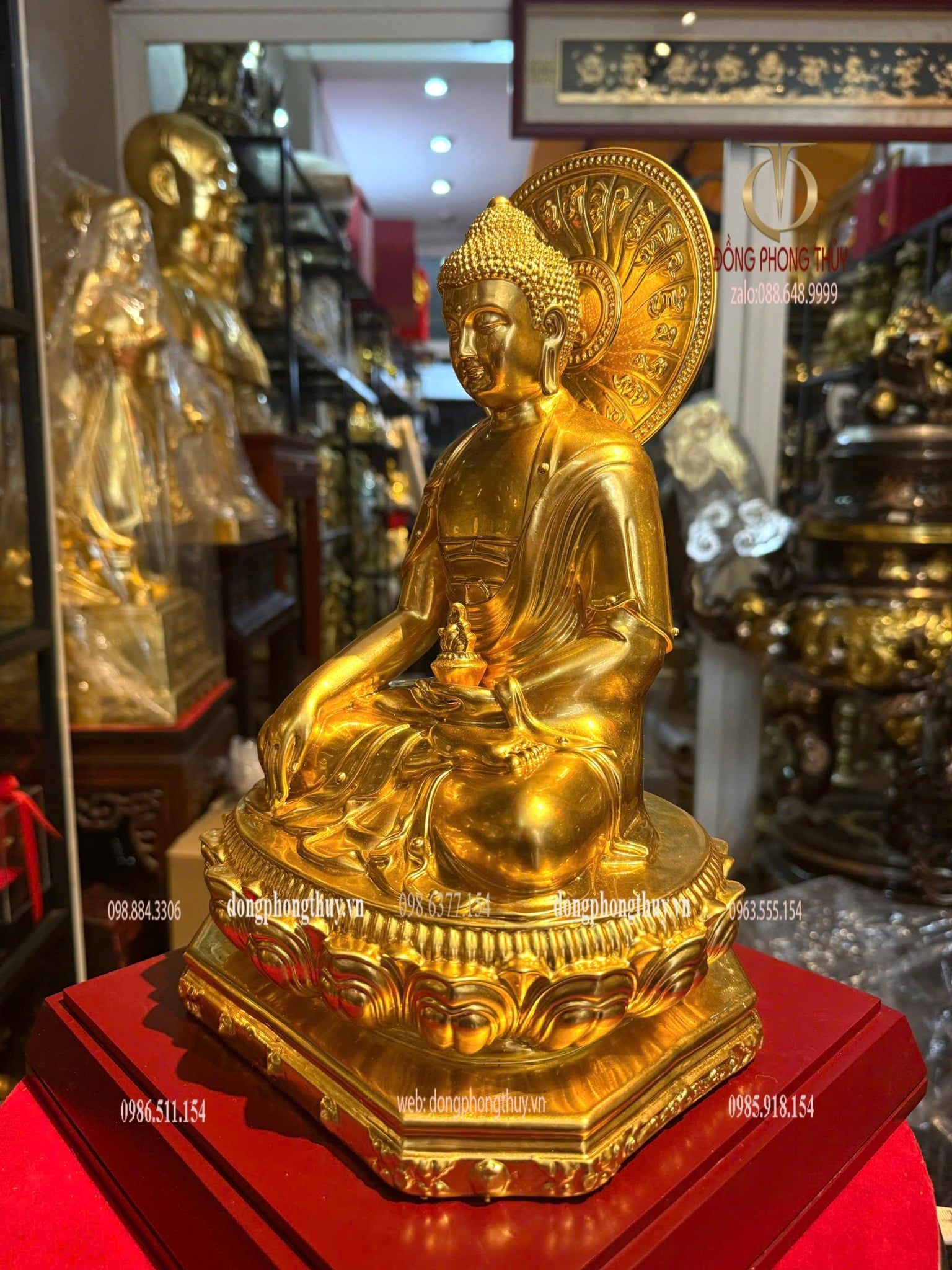 Tượng dược sư bằng đồng dát vàng 24k