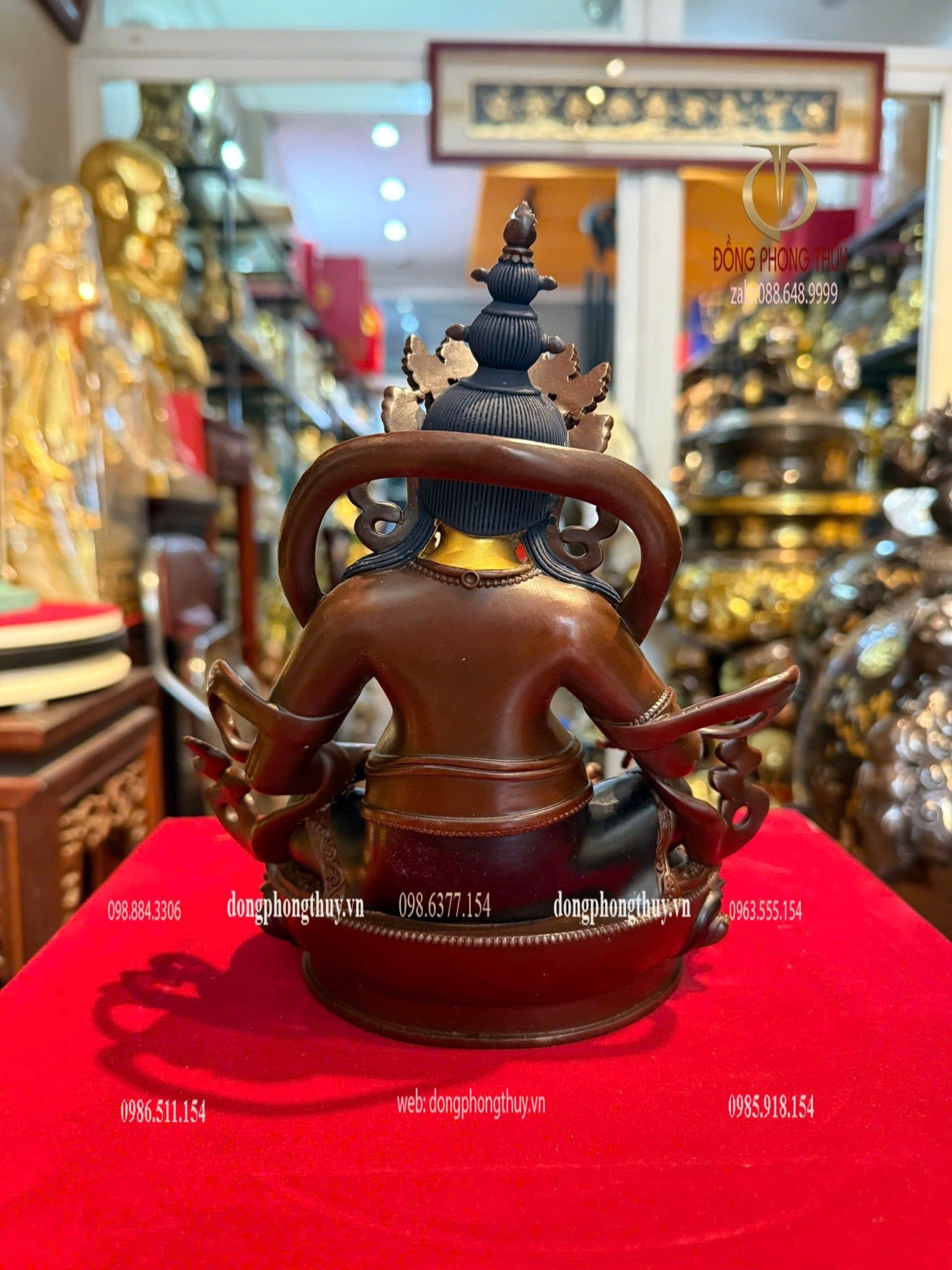 Tượng Hoàng Thần Tài tinh sảo bằng đồng Cao 20 ngang 14 sâu 11 nặng 2kg