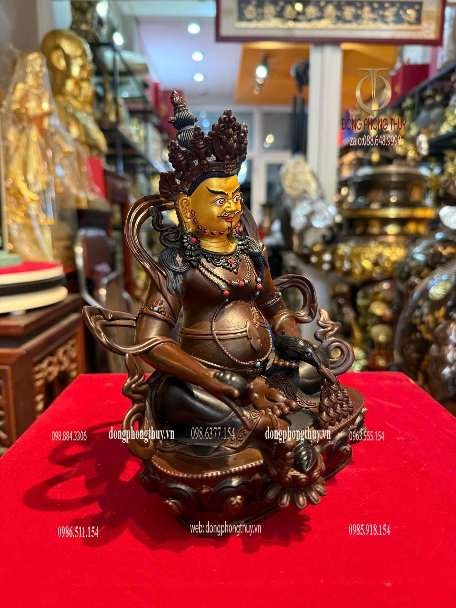 Tượng Hoàng Thần Tài tinh sảo bằng đồng Cao 20 ngang 14 sâu 11 nặng 2kg