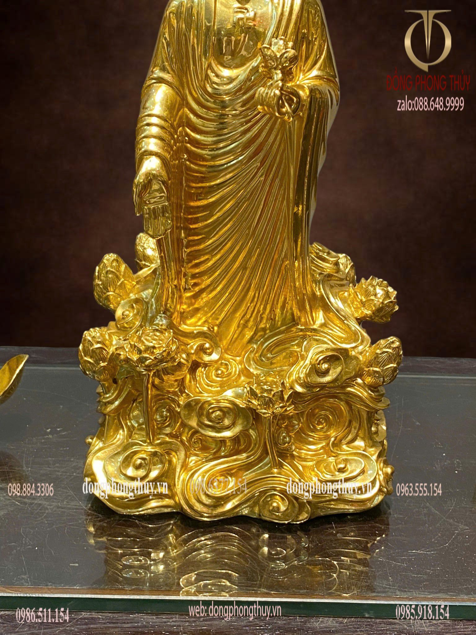 Tượng phật A Di Đà đứng bằng đồng dát vàng 24k