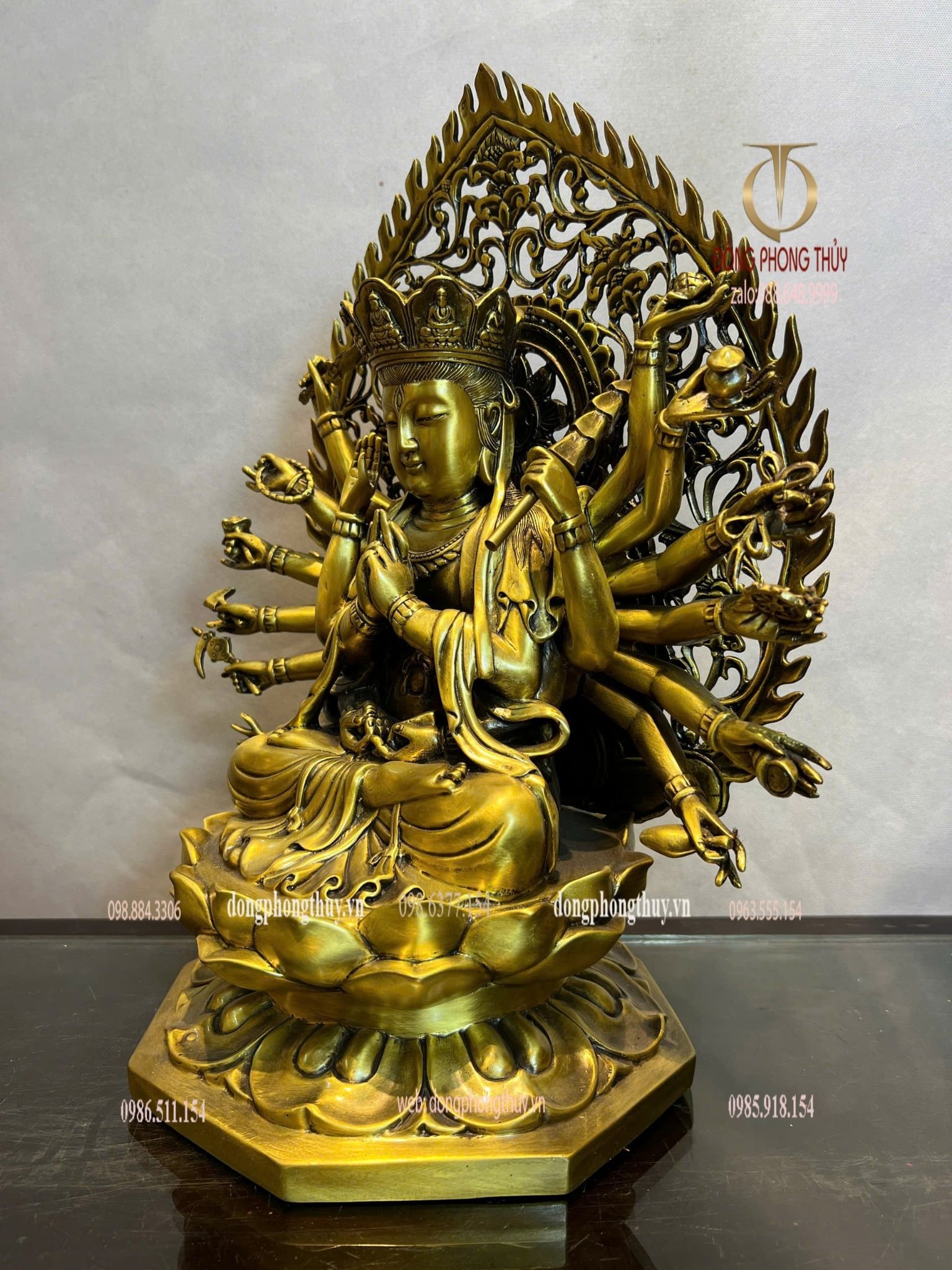 Tượng phật chuẩn đề cao 40cm bằng đồng