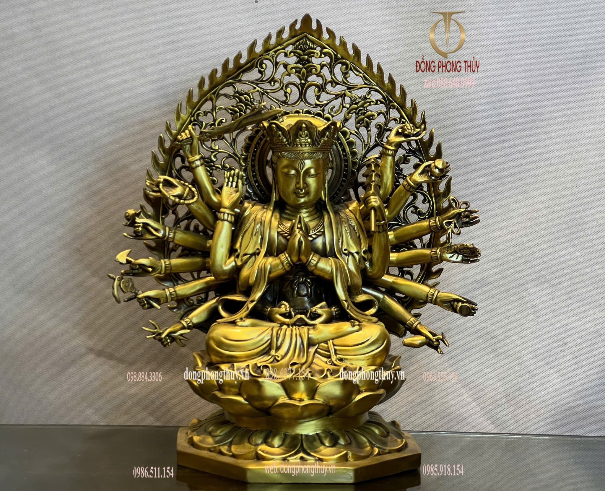 Tượng phật chuẩn đề cao 40cm bằng đồng