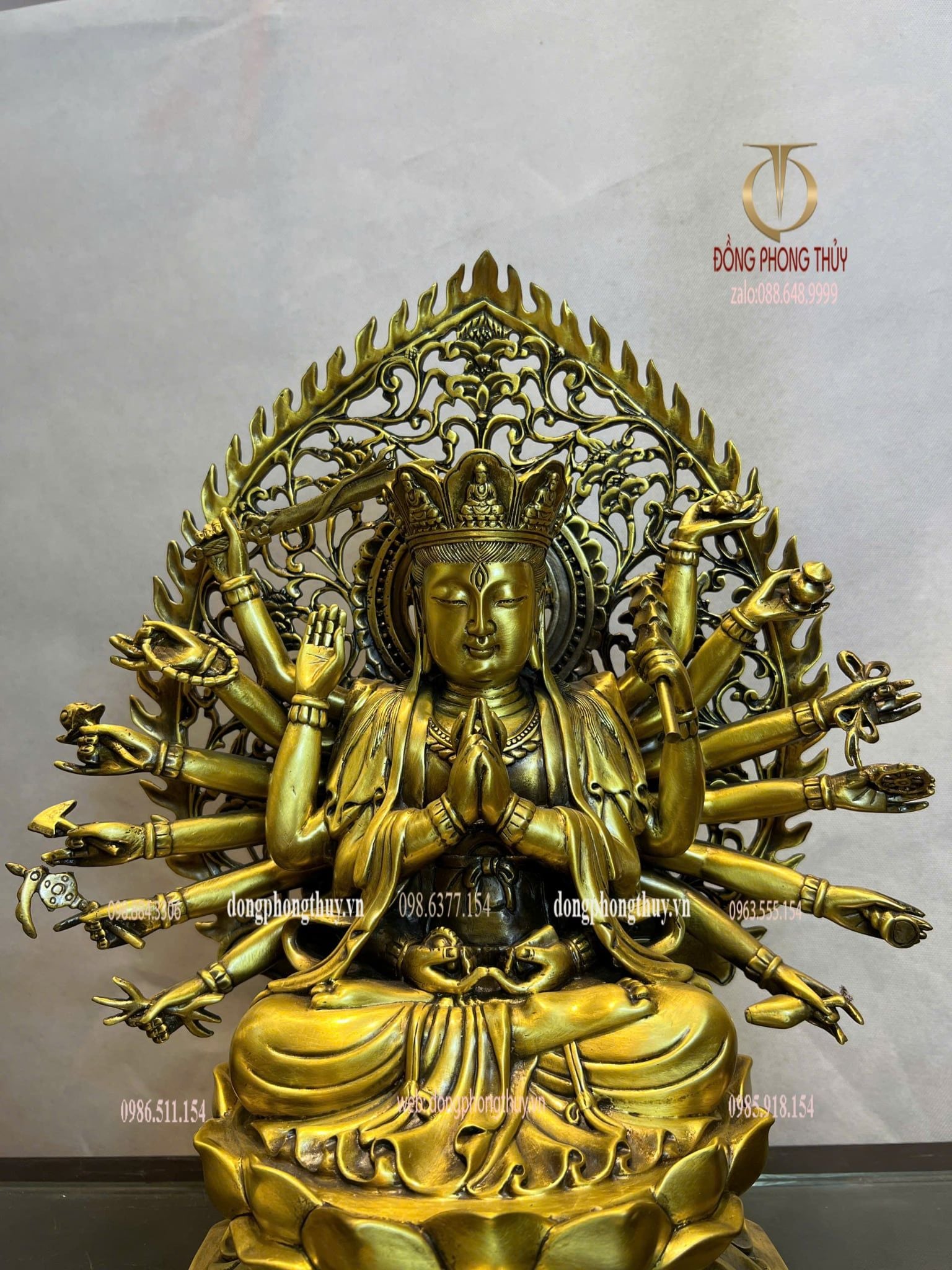 Tượng phật chuẩn đề cao 40cm bằng đồng