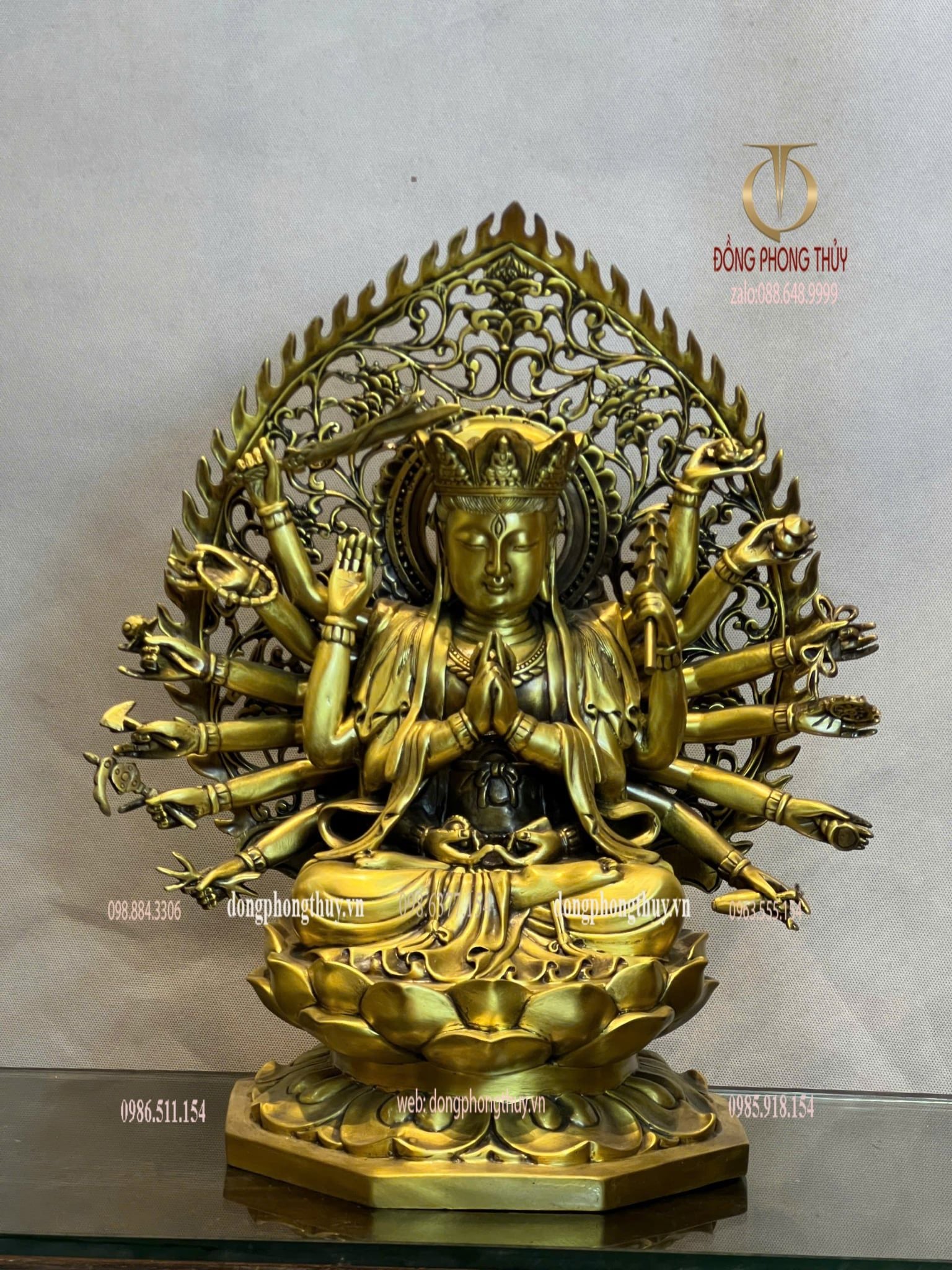 Tượng phật chuẩn đề cao 40cm bằng đồng