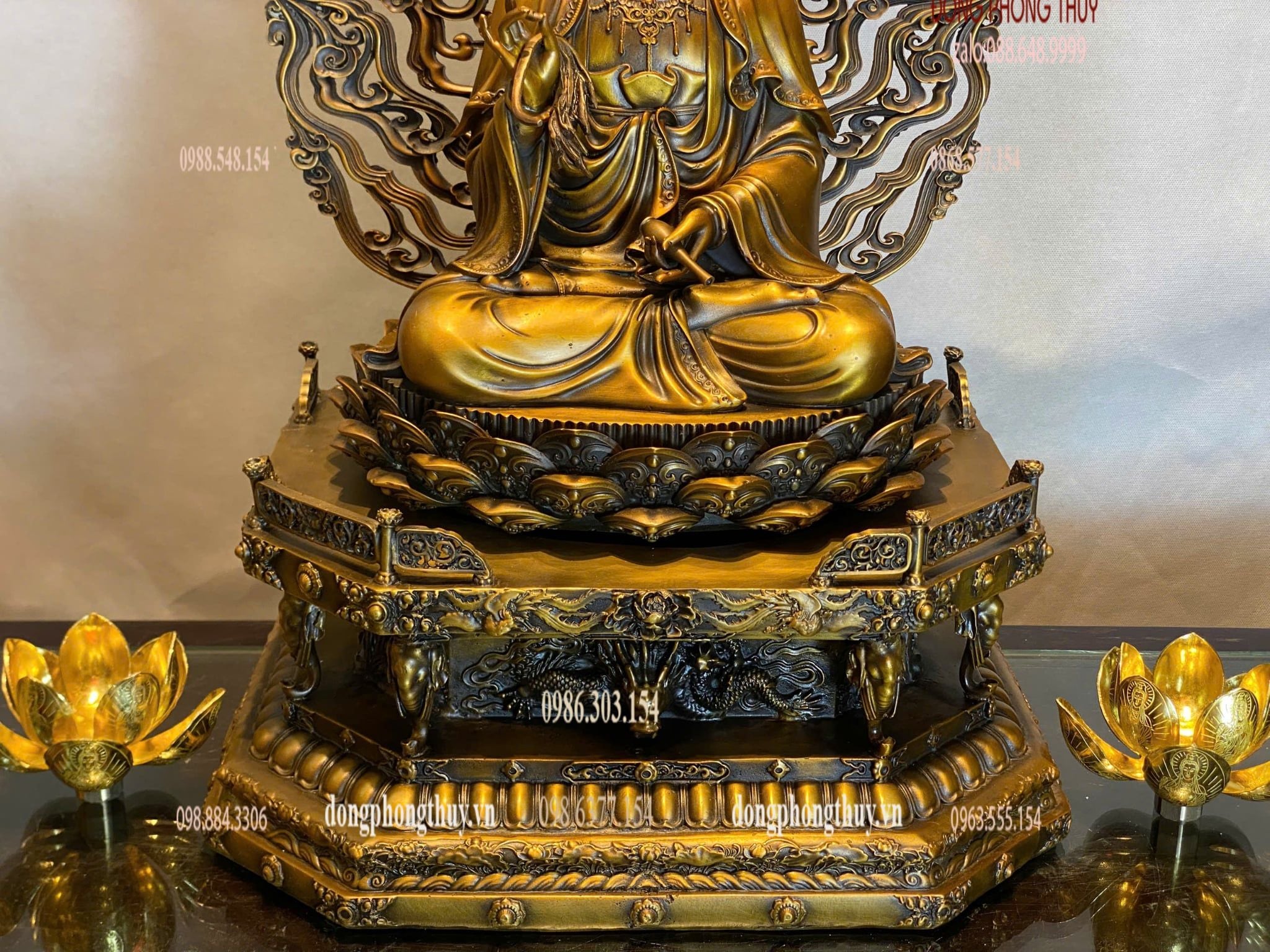 Tượng phật Quan Âm bồ tát cao 62cm nặng 20kg bằng đồng
