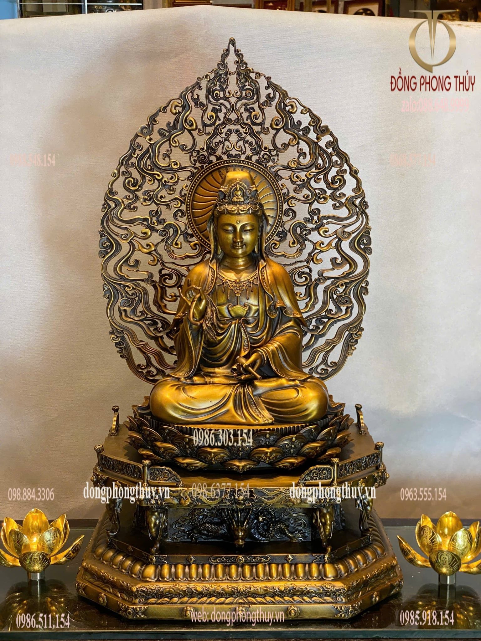 Tượng phật Quan Âm bồ tát cao 62cm nặng 20kg bằng đồng