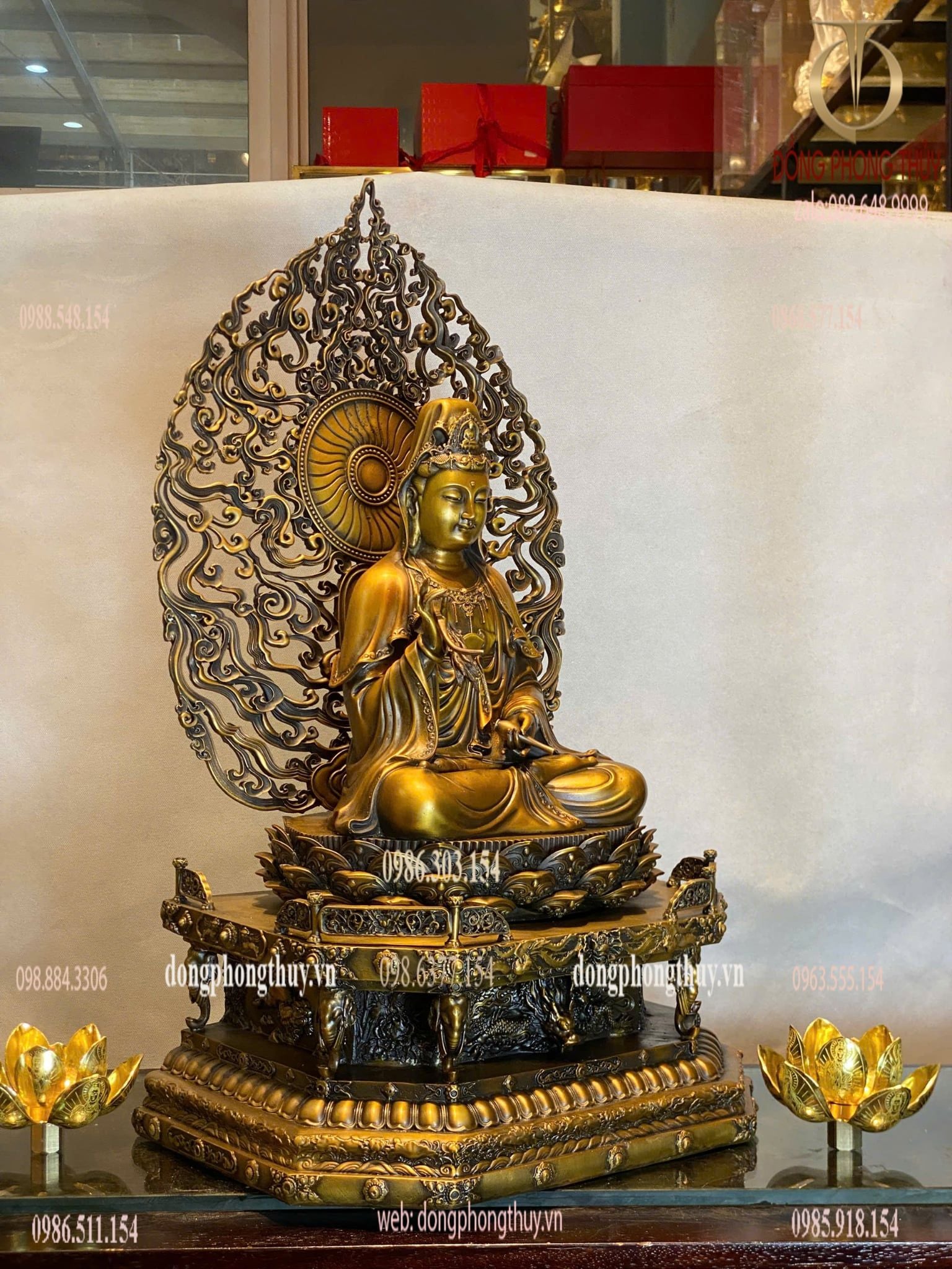 Tượng phật Quan Âm bồ tát cao 62cm nặng 20kg bằng đồng