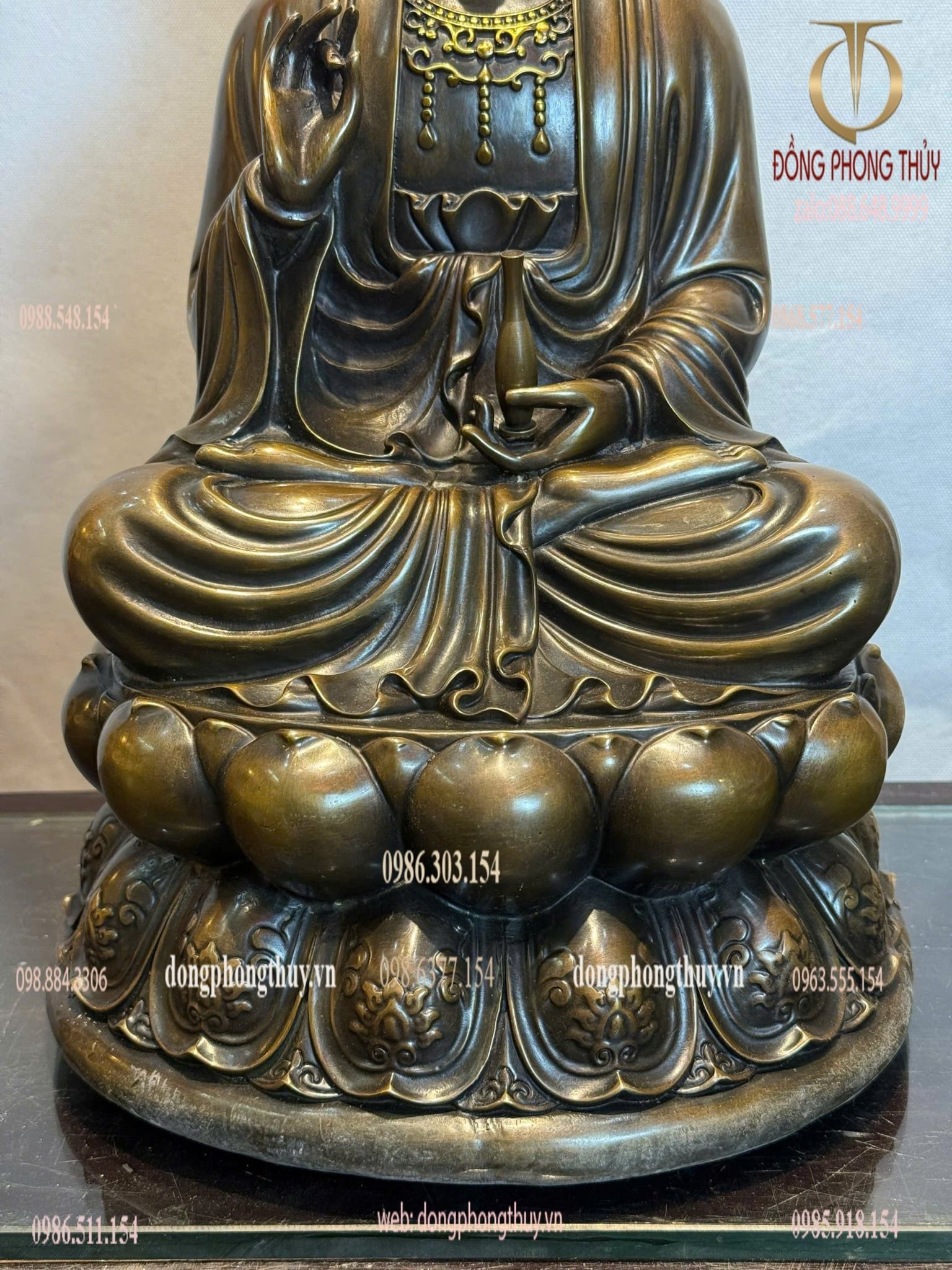 Tượng phật quan âm bằng đồng cao 48cm
