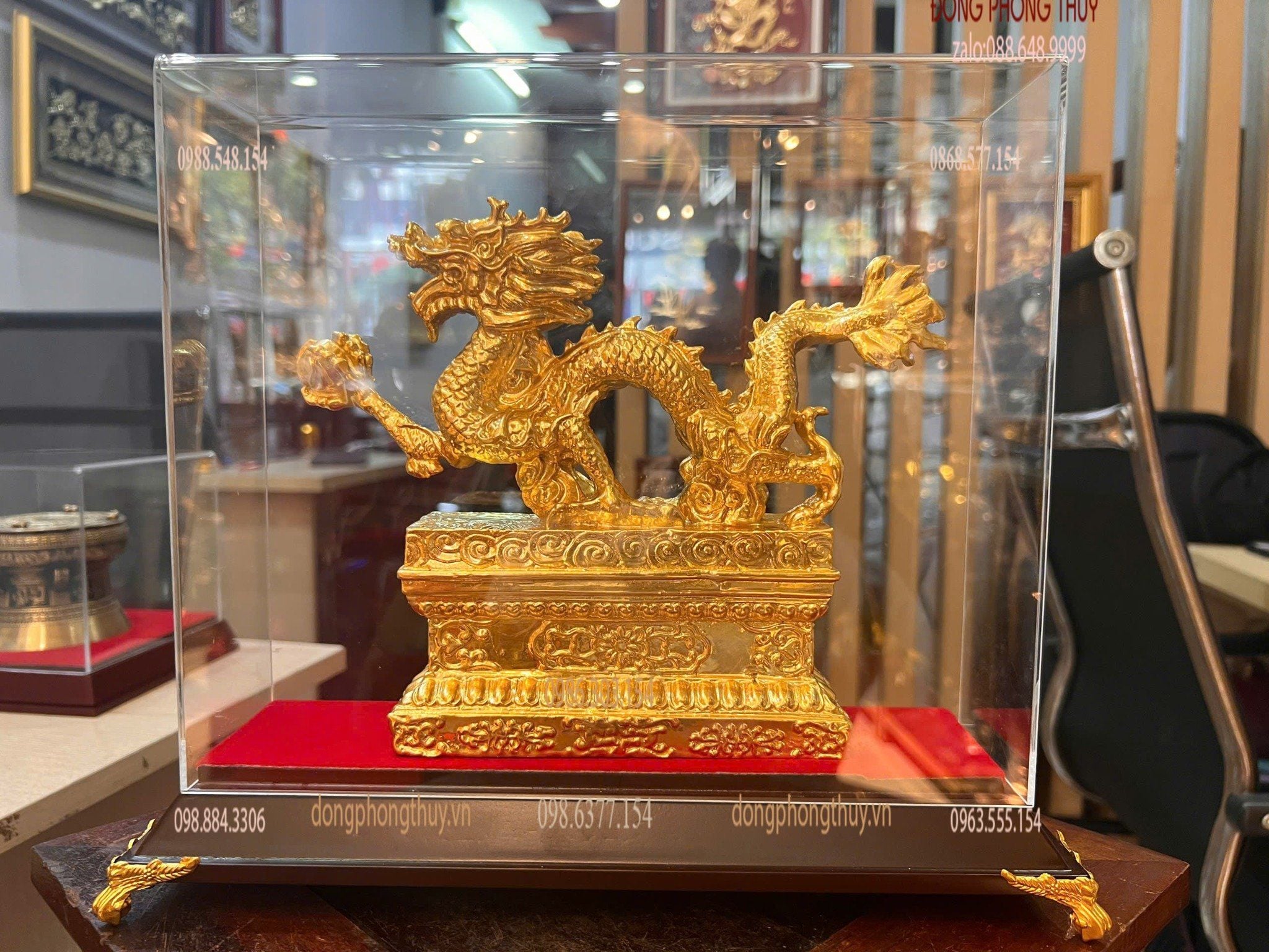 Tượng rồng bằng đồng dát vàng 24k