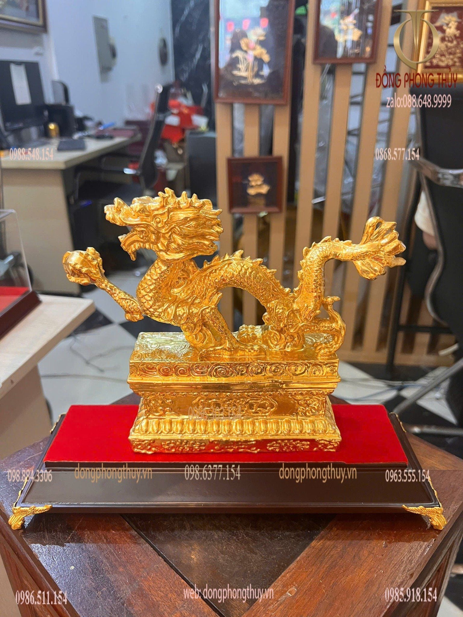 Tượng rồng bằng đồng dát vàng 24k