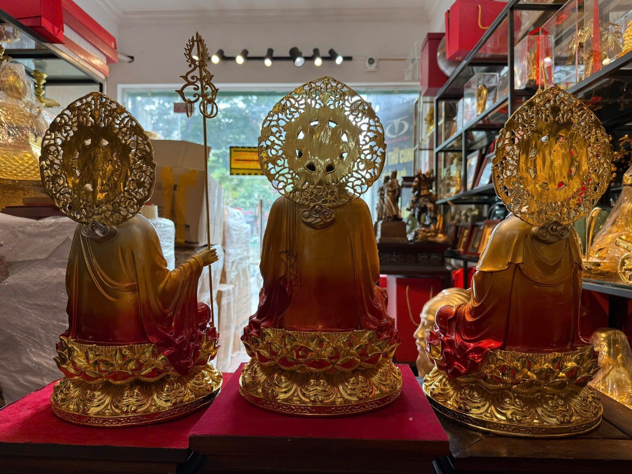 Tượng Ta Bà Tam thánh cao 45cm bằng đồng