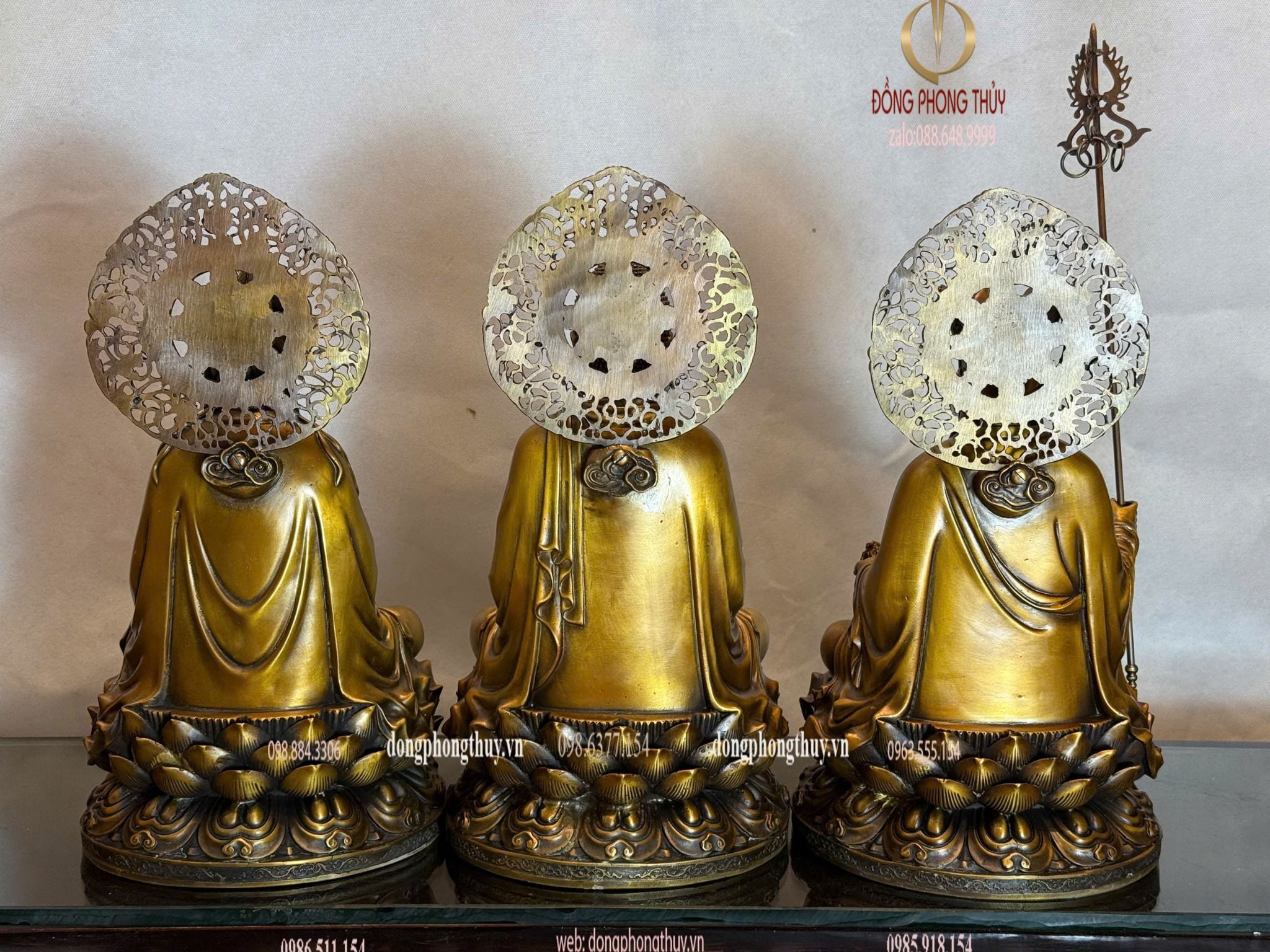 Tượng Ta Bà Tam Thánh cao 35cm bằng đồng