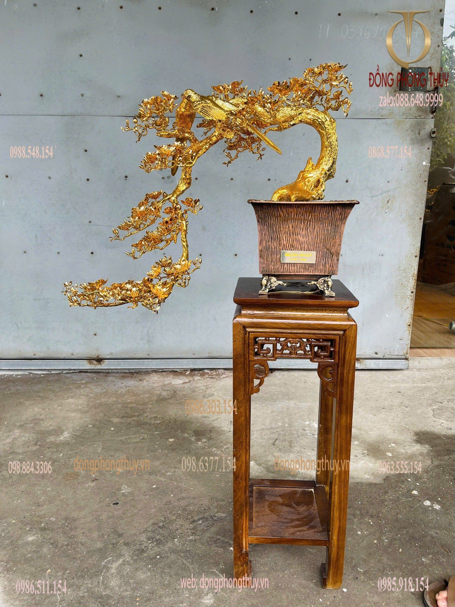 Quà tân gia mạ vàng : cây mai vàng bằng đồng mạ vàng