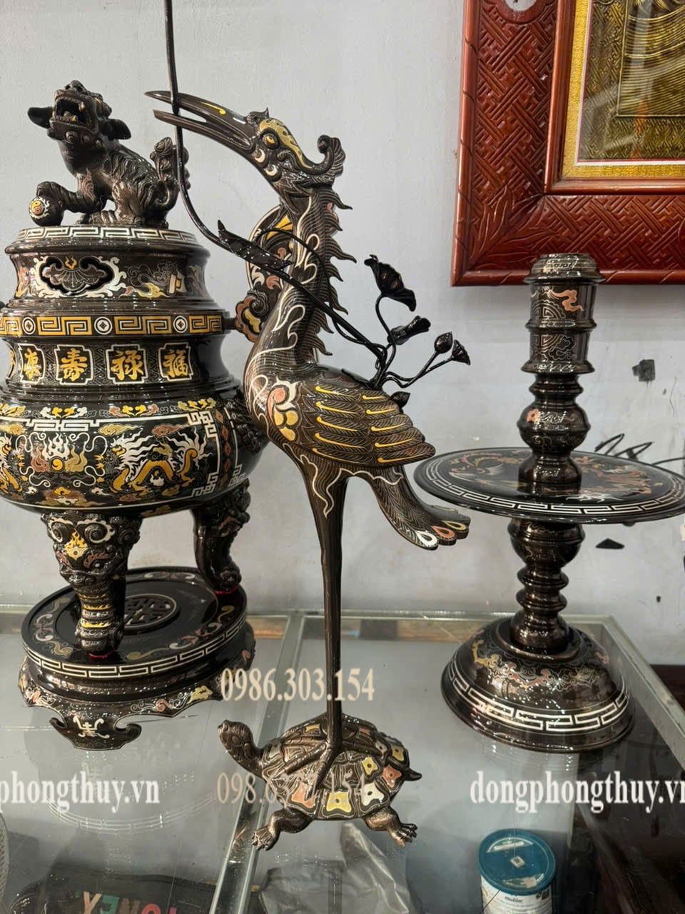 Bộ ngũ sự khảm ngũ sắc cao 70cm