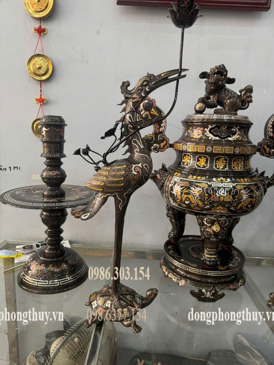 Bộ ngũ sự khảm ngũ sắc cao 70cm