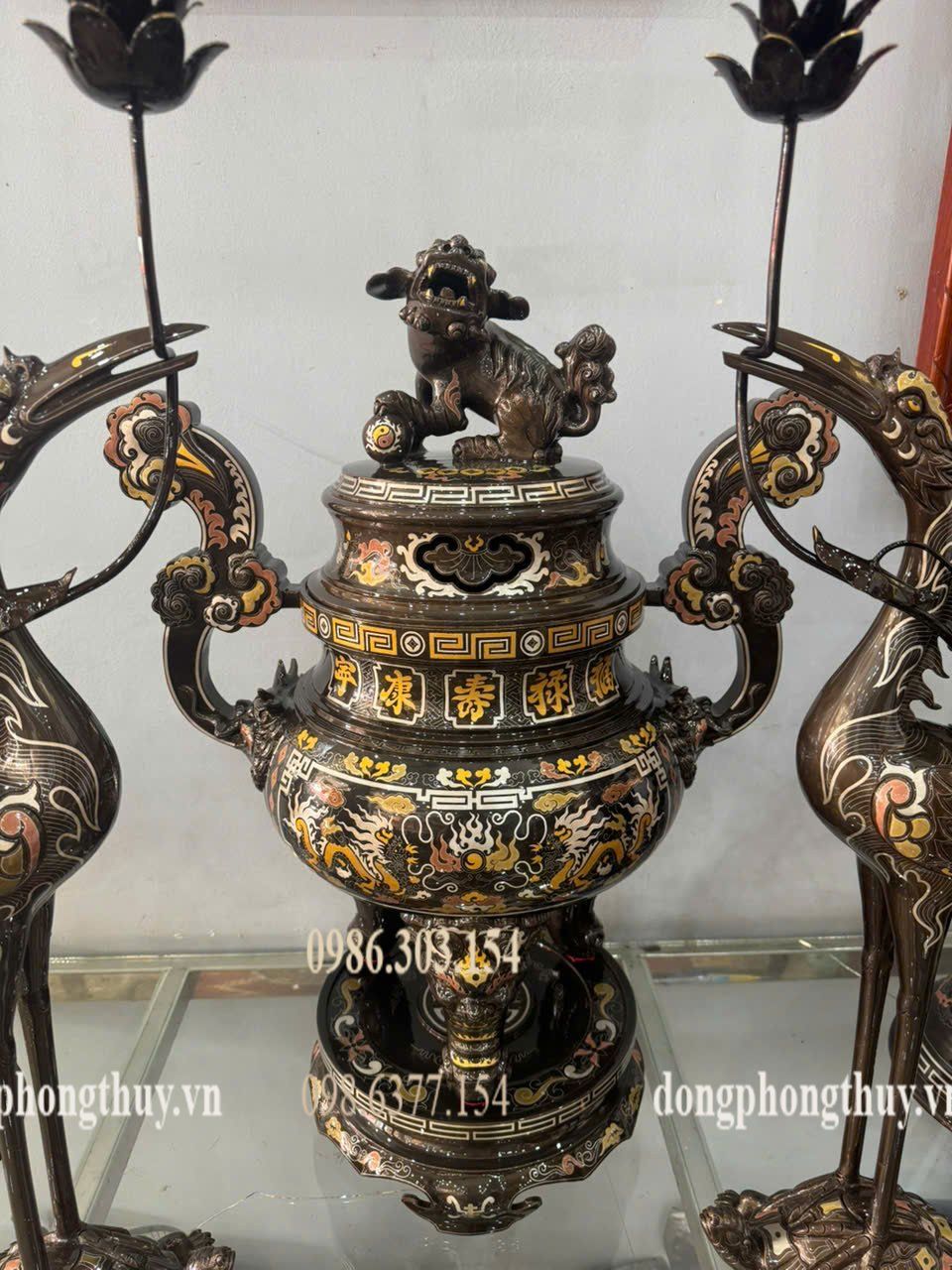 Bộ ngũ sự khảm ngũ sắc cao 70cm