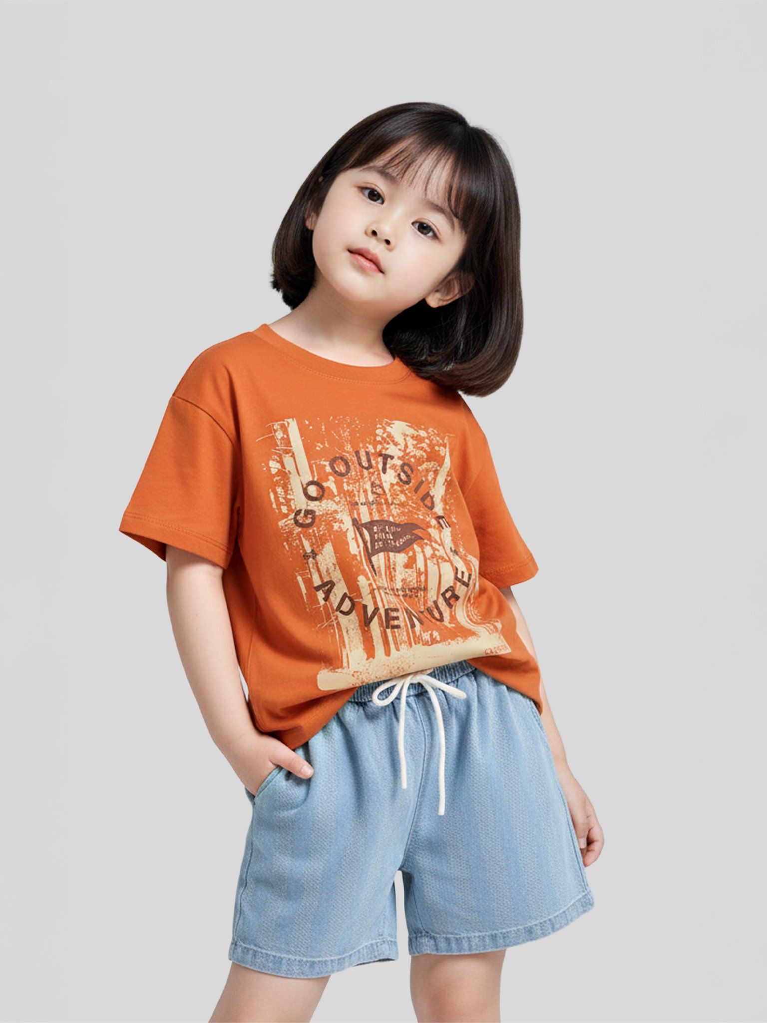 Áo Thun Trẻ Em Green X Typo Go Outside KTS 3456