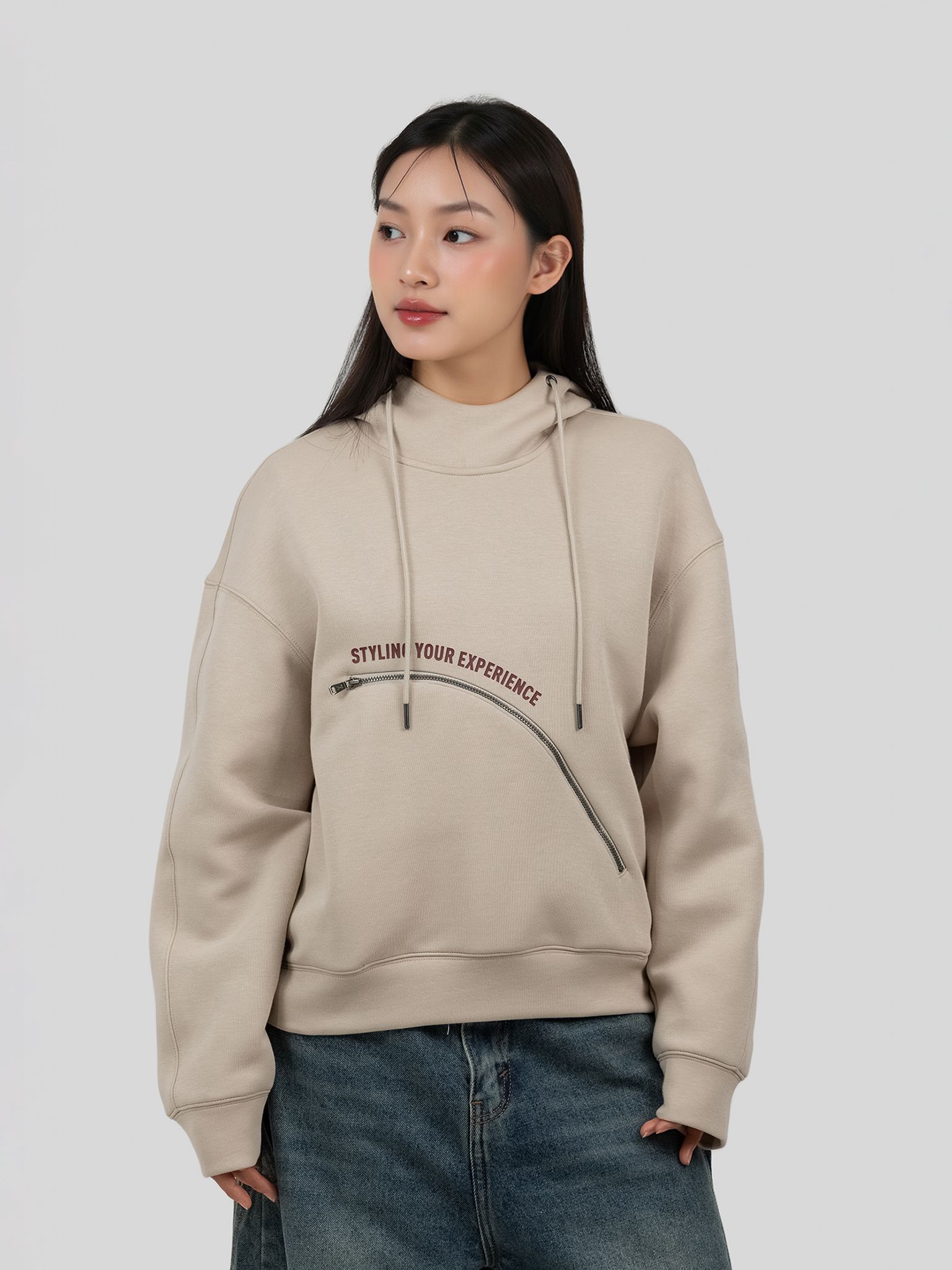 Áo Hoodie Nữ Double Face Zipper Pocket WHO 2027