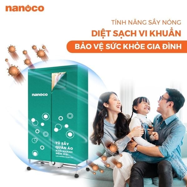 Tủ sấy quần áo Nanoco NCD1502 1500W có lắp đặt tận nơi