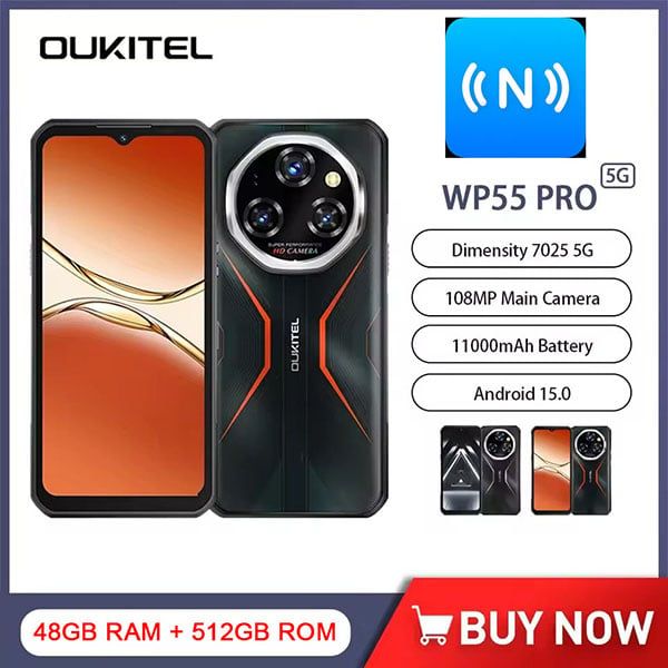 Oukitel WP55 Pro 5G | Dimensity 7025, 108MP, 11000mAh, 6.6 Inch FHD+, 48GB(16+32) +512GB, Android 15