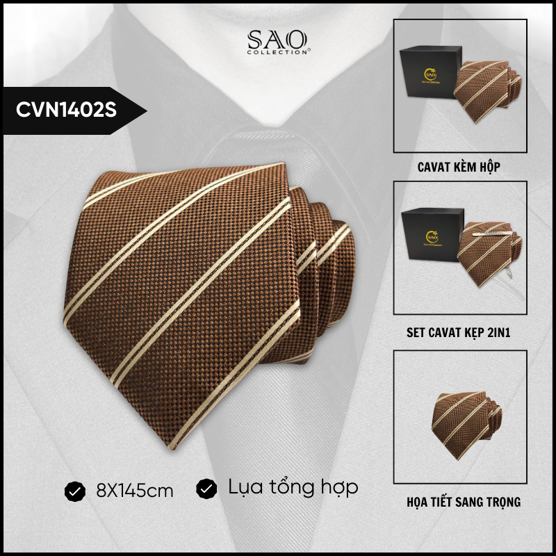 Cà Vạt Lụa Tổng Hợp Bản Lớn Hoạ Tiết Sang Trọng Dành Cho Nam (CVN1402S)
