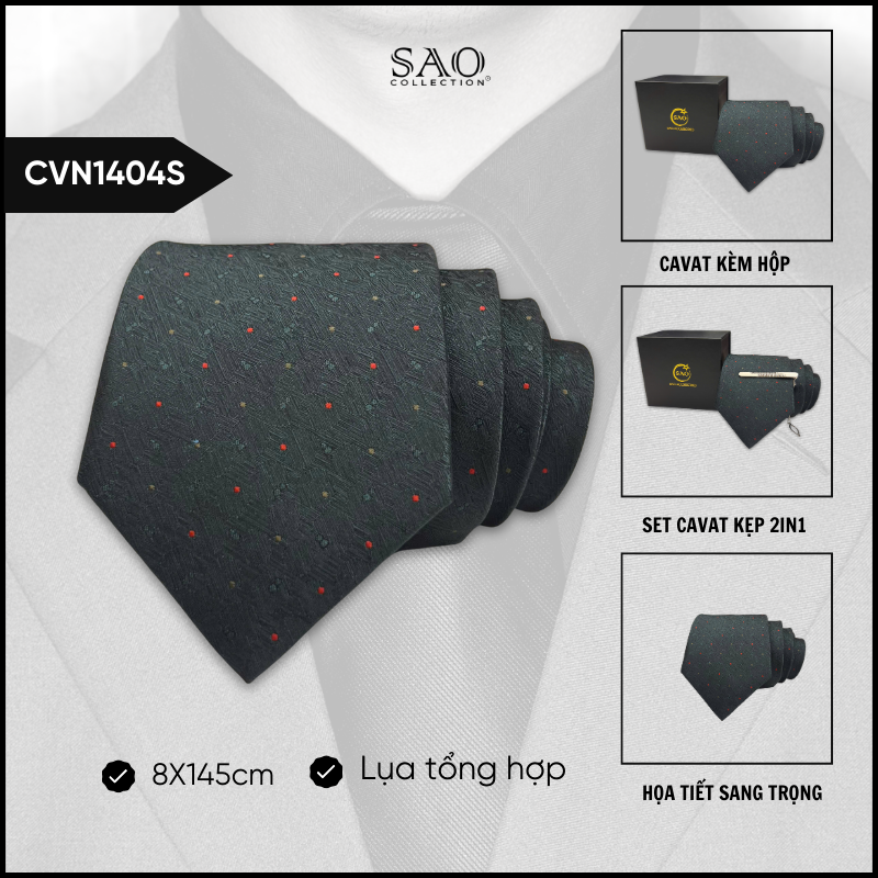 Cà Vạt Lụa Tổng Hợp Bản Lớn Hoạ Tiết Sang Trọng Dành Cho Nam (CVN1404S)