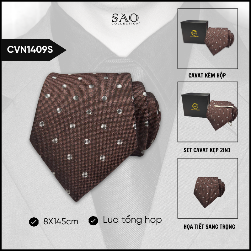 Cà Vạt Lụa Tổng Hợp Bản Lớn Hoạ Tiết Sang Trọng Dành Cho Nam (CVN1409S)