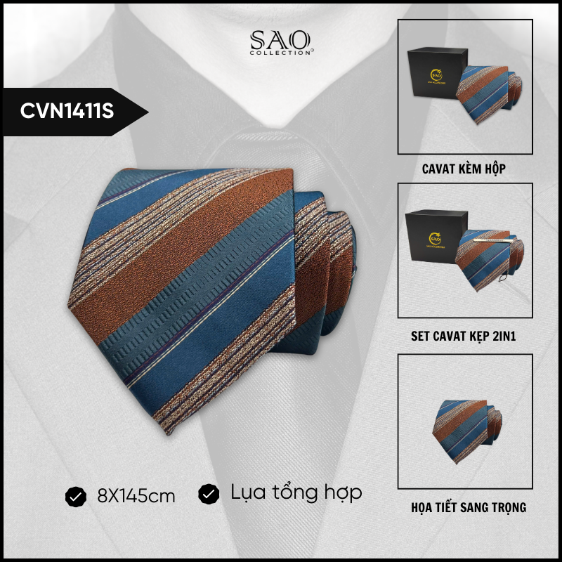 Cà Vạt Lụa Tổng Hợp Bản Lớn Hoạ Tiết Sang Trọng Dành Cho Nam (CVN1411S)