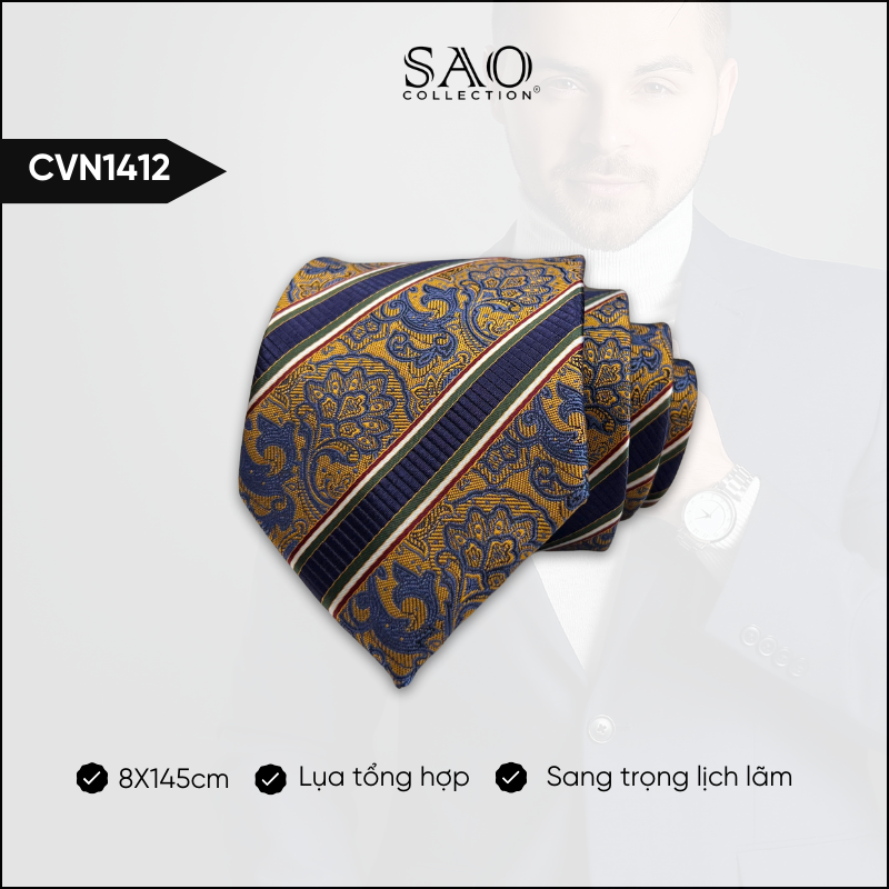 Cà Vạt Lụa Tổng Hợp Bản Lớn Hoạ Tiết Sang Trọng Dành Cho Nam (CVN1412)
