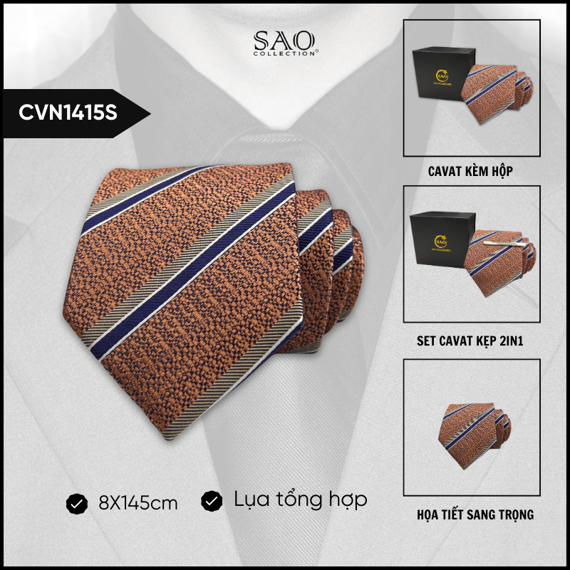 Cà Vạt Lụa Tổng Hợp Bản Lớn Hoạ Tiết Sang Trọng Dành Cho Nam (CVN1415S)