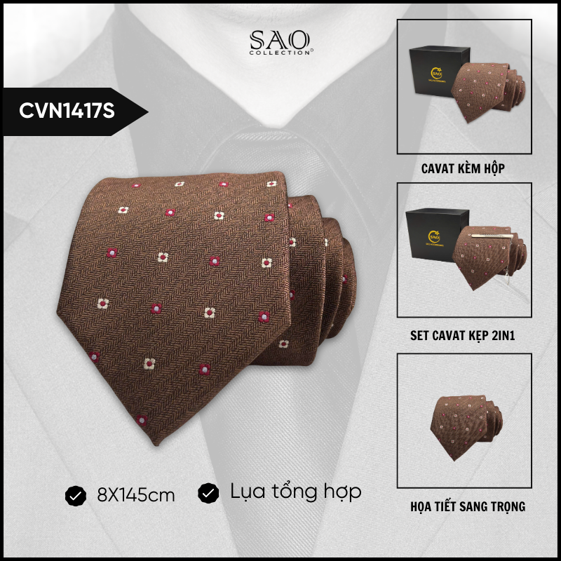 Cà Vạt Lụa Tổng Hợp Bản Lớn Hoạ Tiết Sang Trọng Dành Cho Nam (CVN1417S)