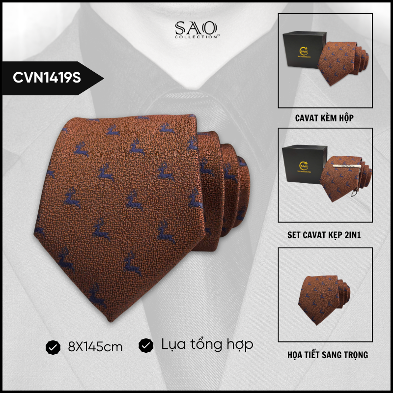 Cà Vạt Lụa Tổng Hợp Bản Lớn Hoạ Tiết Sang Trọng Dành Cho Nam (CVN1419S)
