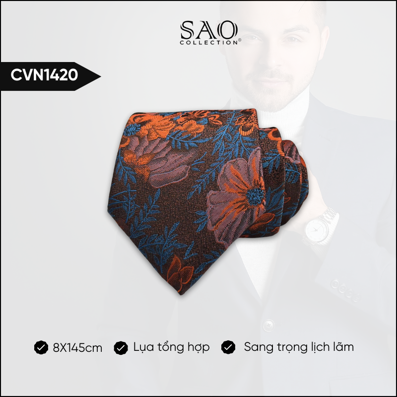 Cà Vạt Lụa Tổng Hợp Bản Lớn Hoạ Tiết Sang Trọng Dành Cho Nam (CVN1420)
