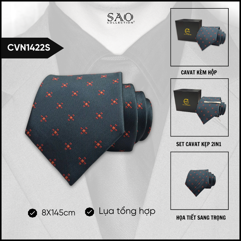 Cà Vạt Lụa Tổng Hợp Bản Lớn Hoạ Tiết Sang Trọng Dành Cho Nam (CVN1422S)