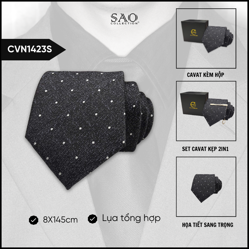 Cà Vạt Lụa Tổng Hợp Bản Lớn Hoạ Tiết Sang Trọng Dành Cho Nam (CVN1423S)
