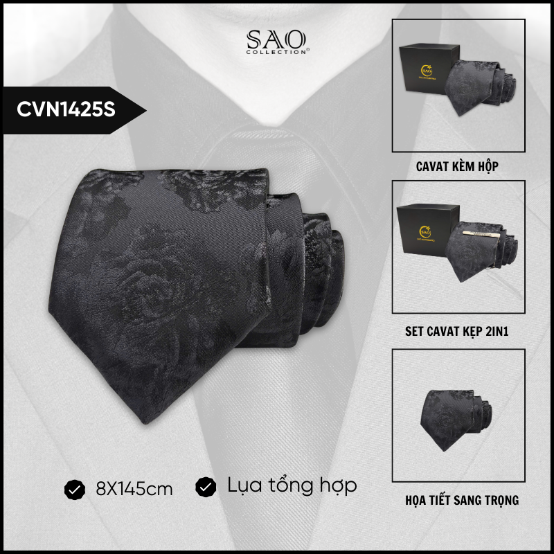 Cà Vạt Lụa Tổng Hợp Bản Lớn Hoạ Tiết Sang Trọng Dành Cho Nam (CVN1425S)