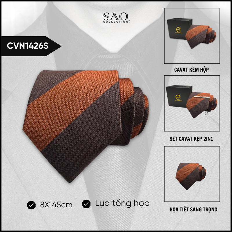 Cà Vạt Lụa Tổng Hợp Bản Lớn Hoạ Tiết Sang Trọng Dành Cho Nam (CVN1426S)