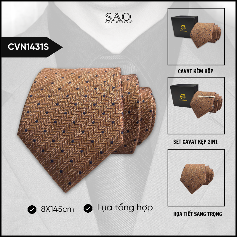 Cà Vạt Lụa Tổng Hợp Bản Lớn Hoạ Tiết Sang Trọng Dành Cho Nam (CVN1431S)