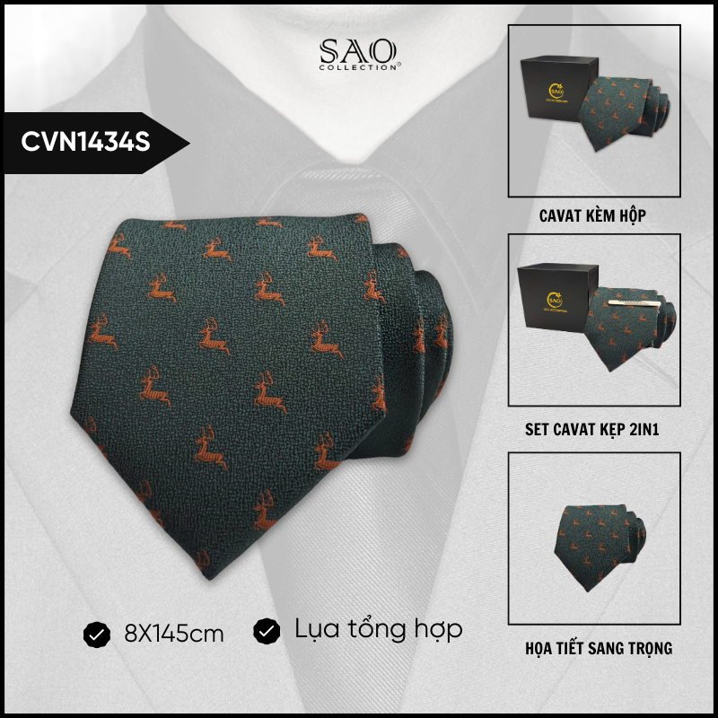 Cà Vạt Lụa Tổng Hợp Bản Lớn Hoạ Tiết Sang Trọng Dành Cho Nam (CVN1434S)