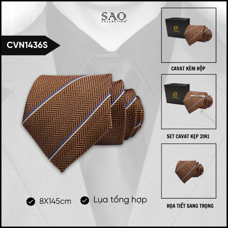 Cà Vạt Lụa Tổng Hợp Bản Lớn Hoạ Tiết Sang Trọng Dành Cho Nam (CVN1436S)