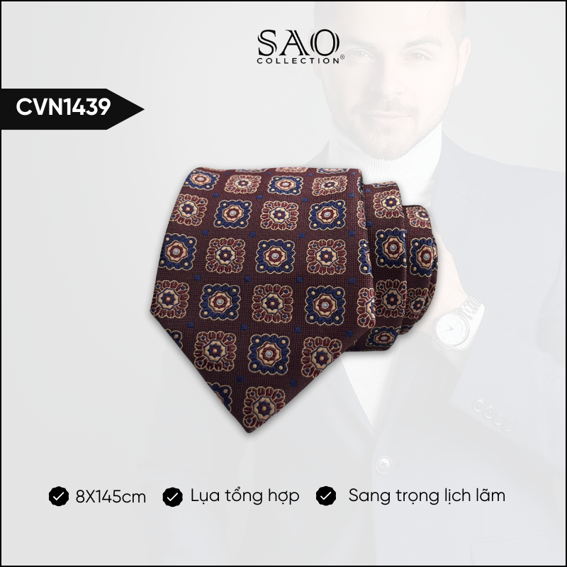 Cà Vạt Lụa Tổng Hợp Bản Lớn Hoạ Tiết Sang Trọng Dành Cho Nam (CVN1439)