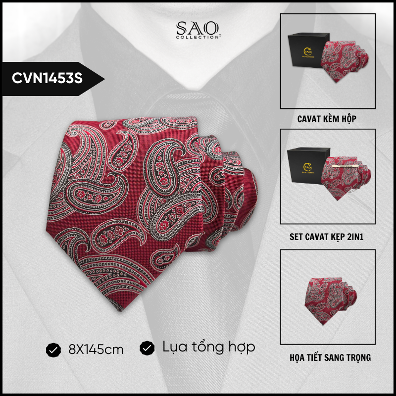 Cà Vạt Lụa Tổng Hợp Bản Lớn Hoạ Tiết Sang Trọng Dành Cho Nam (CVN1453S)