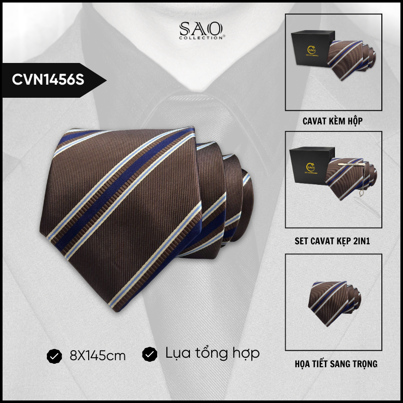 Cà Vạt Lụa Tổng Hợp Bản Lớn Hoạ Tiết Sang Trọng Dành Cho Nam (CVN1456S)