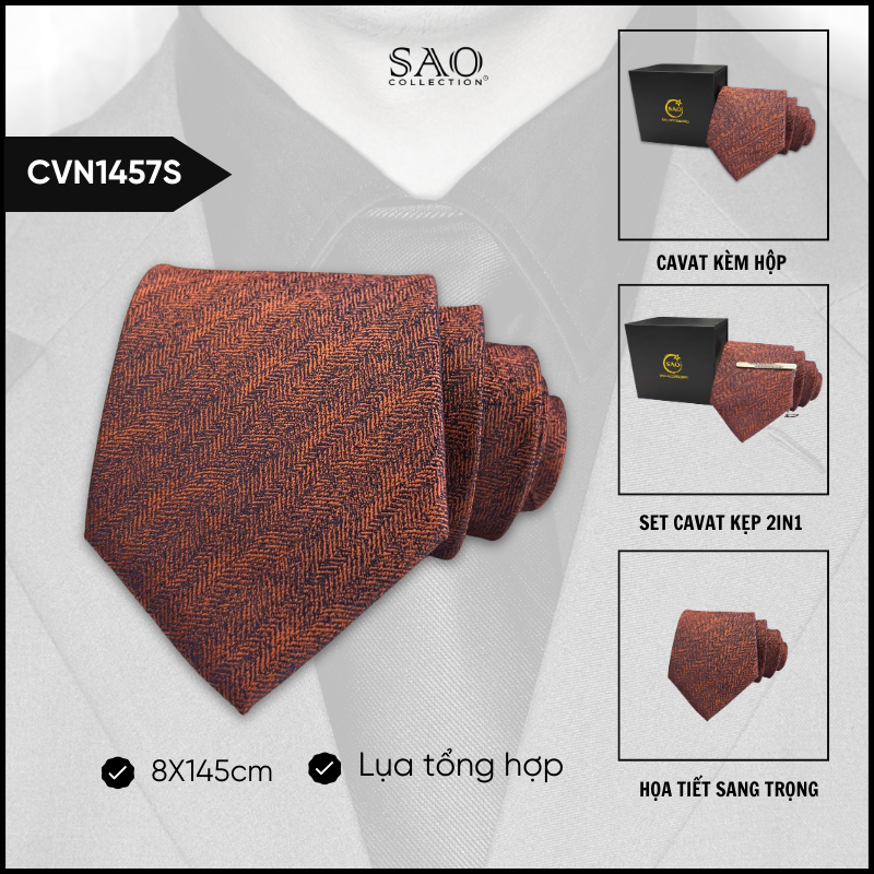 Cà Vạt Lụa Tổng Hợp Bản Lớn Hoạ Tiết Sang Trọng Dành Cho Nam (CVN1457S)