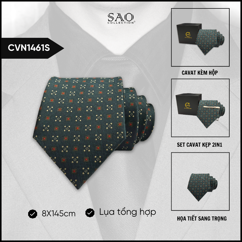 Cà Vạt Lụa Tổng Hợp Bản Lớn Hoạ Tiết Sang Trọng Dành Cho Nam (CVN1461S)