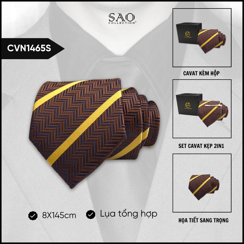 Cà Vạt Lụa Tổng Hợp Bản Lớn Hoạ Tiết Sang Trọng Dành Cho Nam (CVN1465S)
